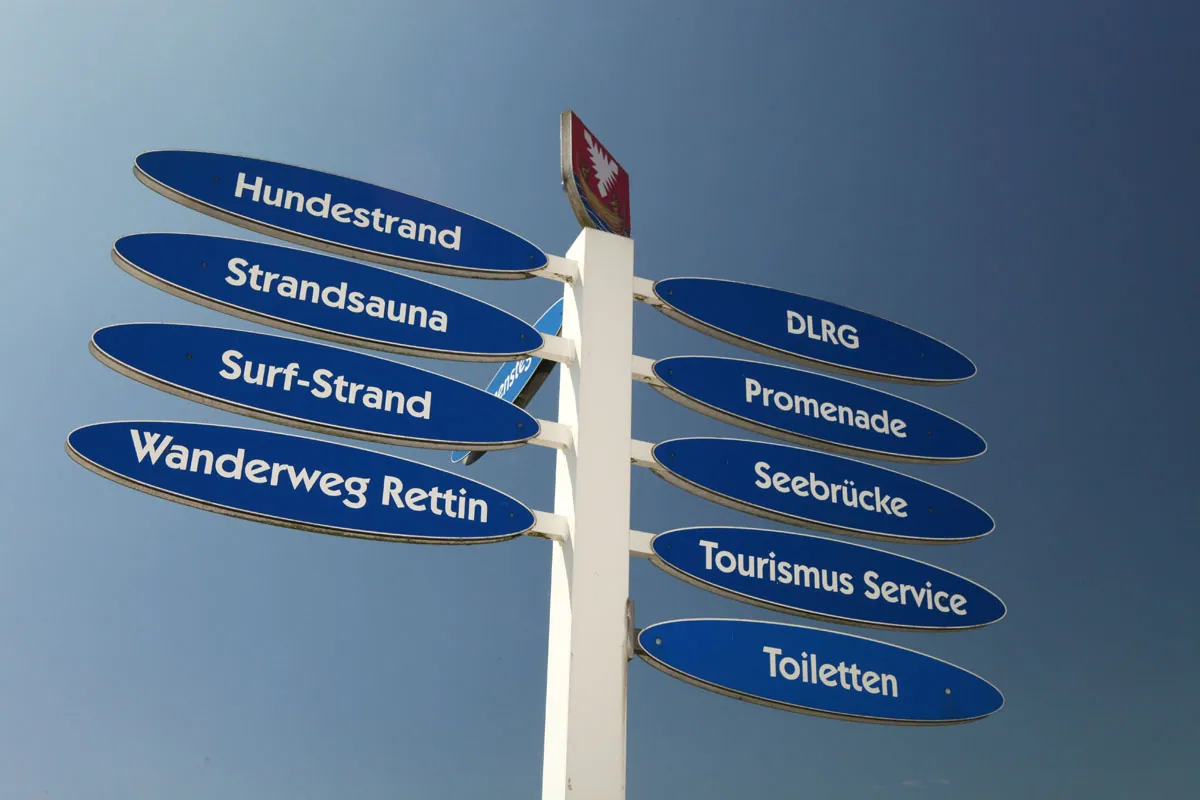 Wegweiser Strand Neustadt i. H. / Pelzerhaken